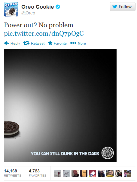 The famous "dunk in the dark" tweet from the Super Bowl power outage