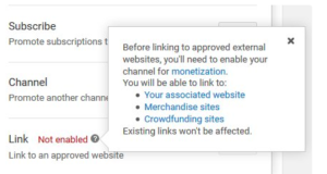 Users must now enable monetization to add external links to videos