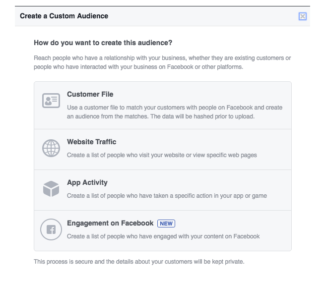 Facebook ad audience selection