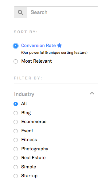 Leadpages review: sort templates by conversion rate
