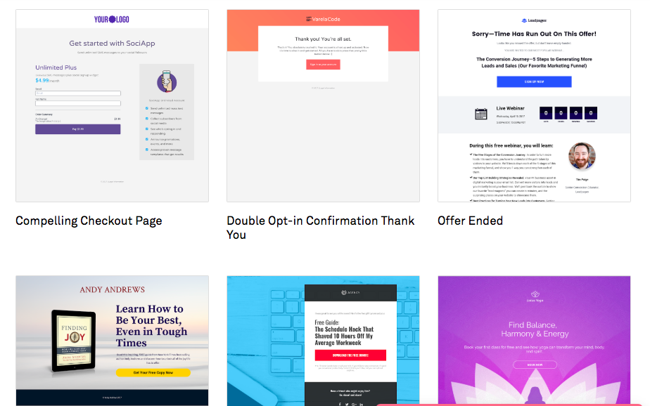 Leadpages review: the platform offers premium templates