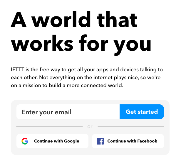 IFTTT Review: Easy sign up process