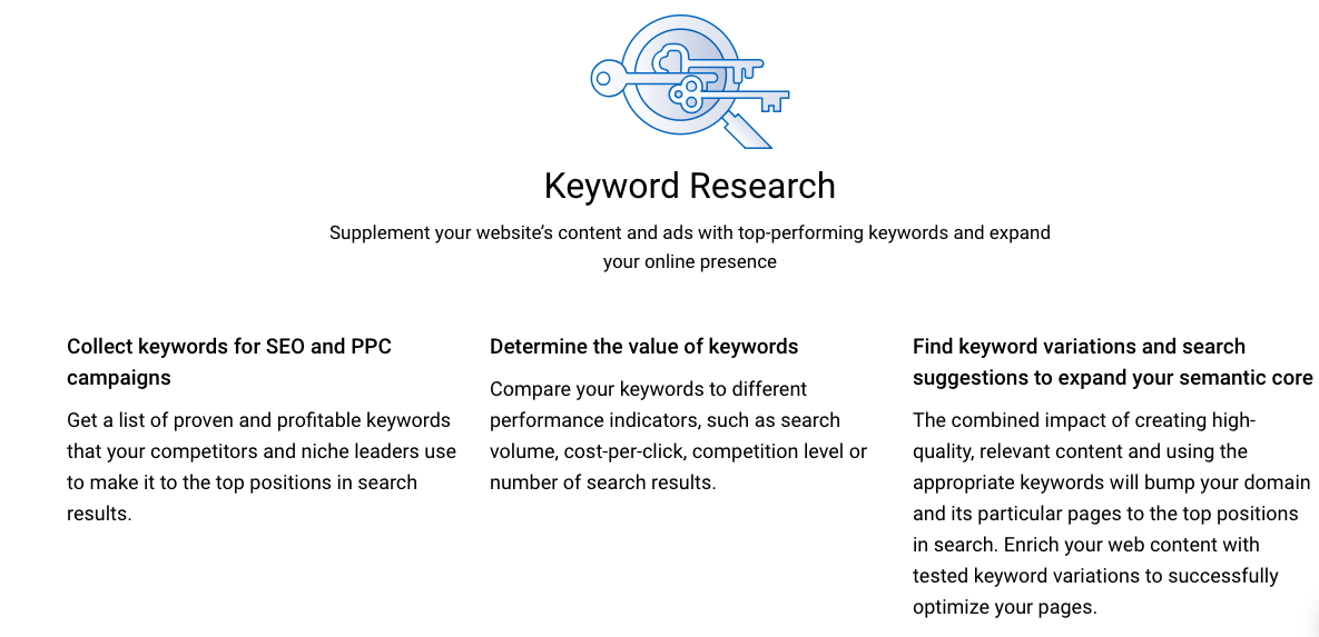 Serpstat Review: keyword research. Image courtesy of Serpstat