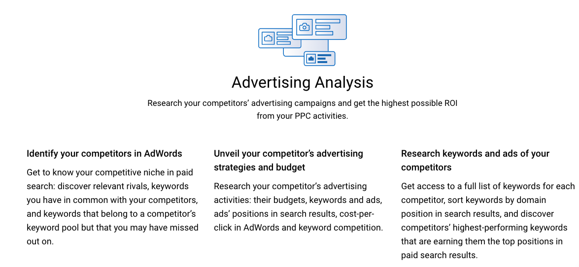 Serpstat Review: Advertising analytics. Image courtesy of Serpstat