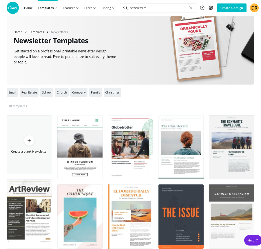 Canva Review: Newsletter templates