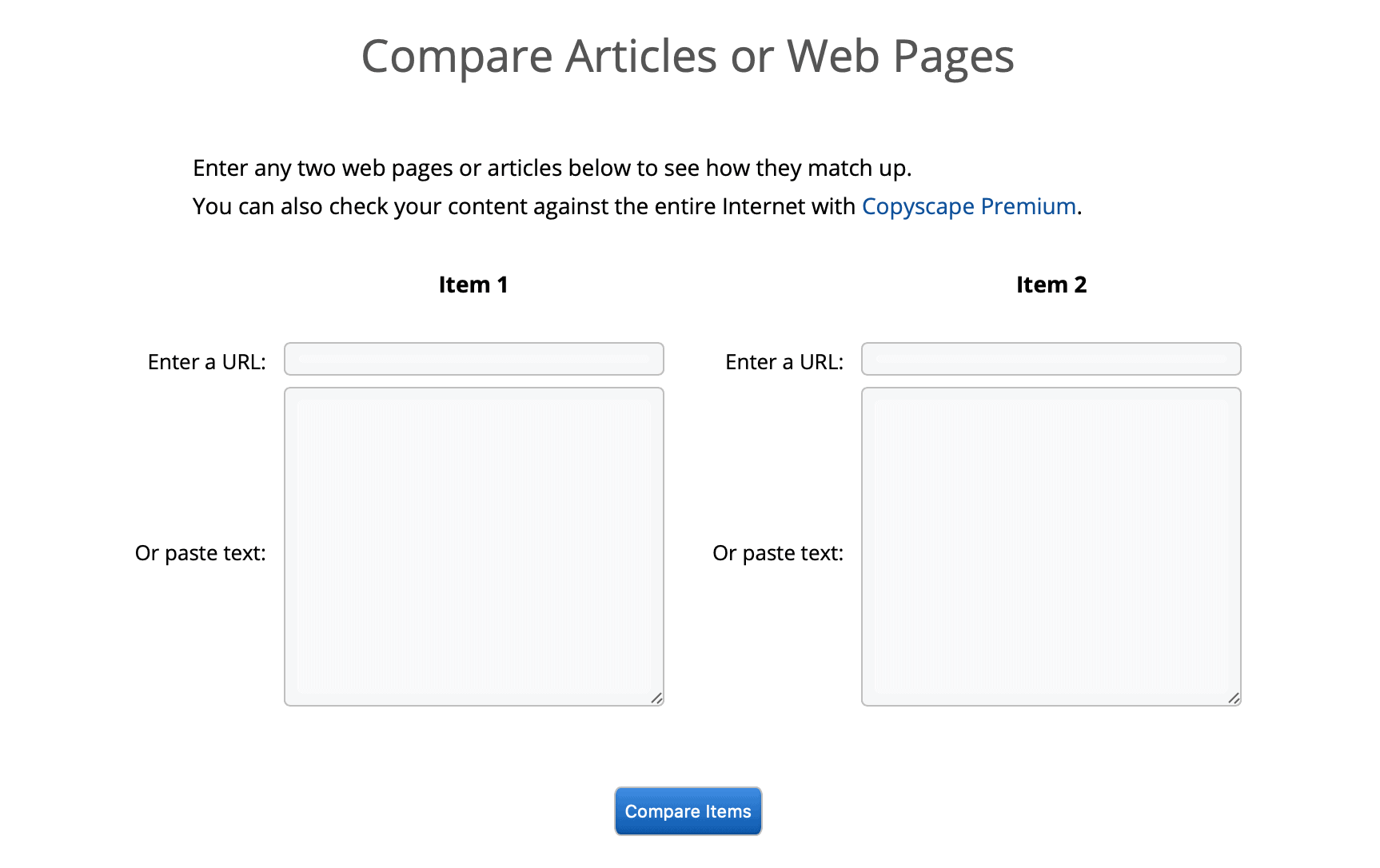Compare two articles with copyscape
