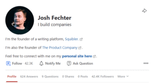 Josh Fetcher is practically famous on Quora