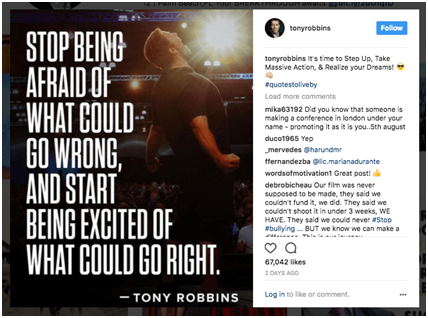 Instagram Post Example: Tony Robbins