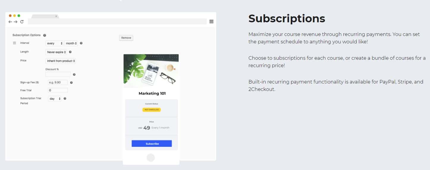 LearnDash Review: Subscriptions